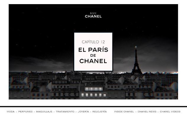 Captura de pantalla de la actual web de Chanel.